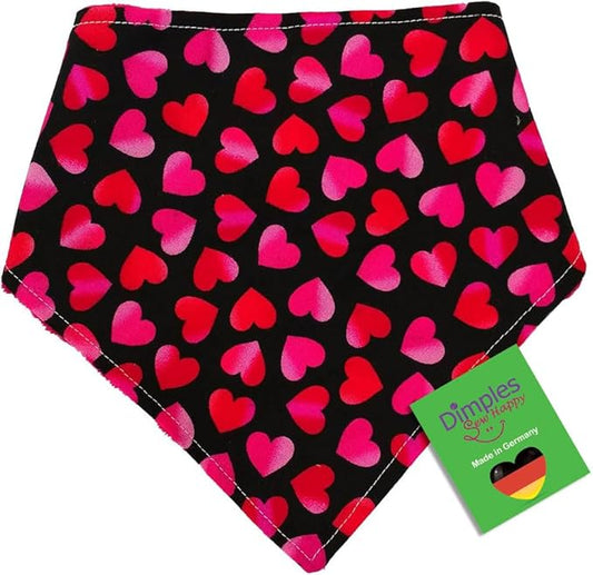 Dog bandana - Romantic hearts red for Valentine's Day