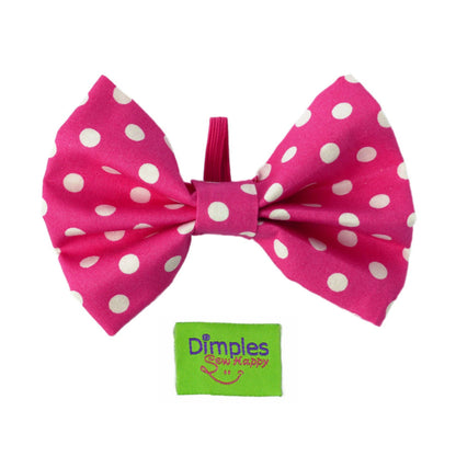 Dimples Hundefliege pink mit weissen Punkten - Hunde Schleife für Hochzeit, Geburtstag oder Taufe
