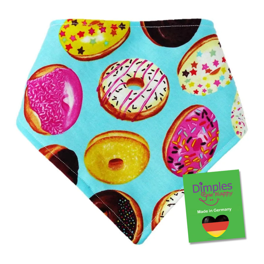 Turquoise Dog Bandana with Cute Donuts