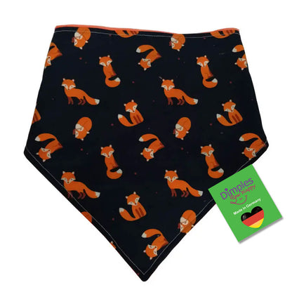Foxes on dark blue dog bandana - Dog scarf for autumn