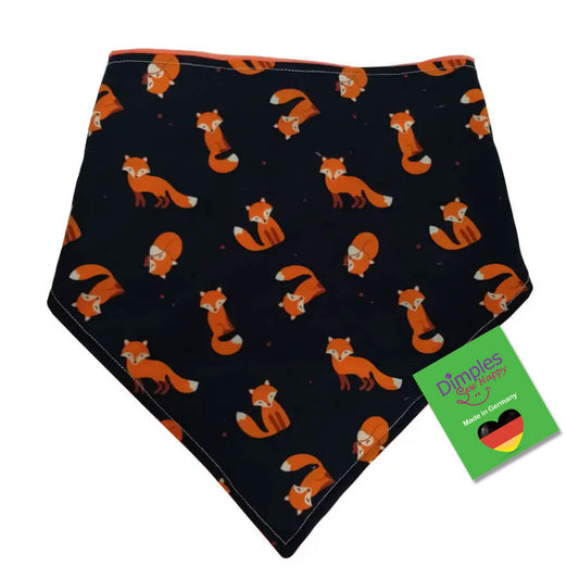 Foxes on dark blue dog bandana - Dog scarf for autumn