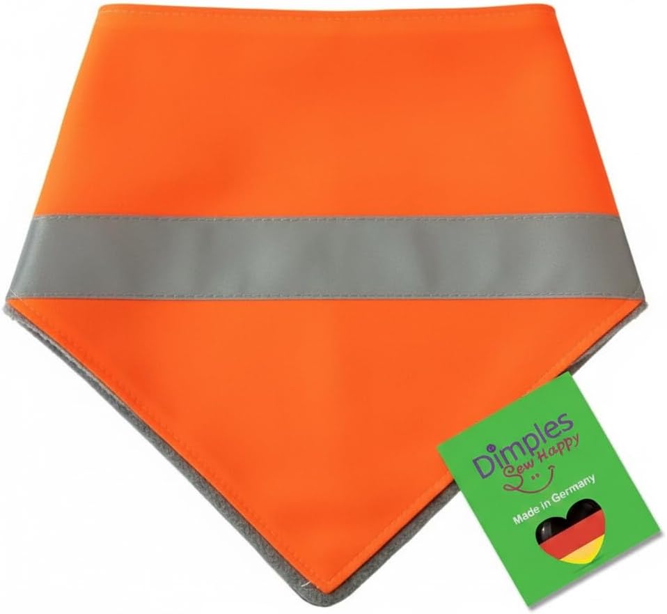 Hundehalstuch neon orange mit Reflektorstreifen - Hohe Sichtbarkeit
