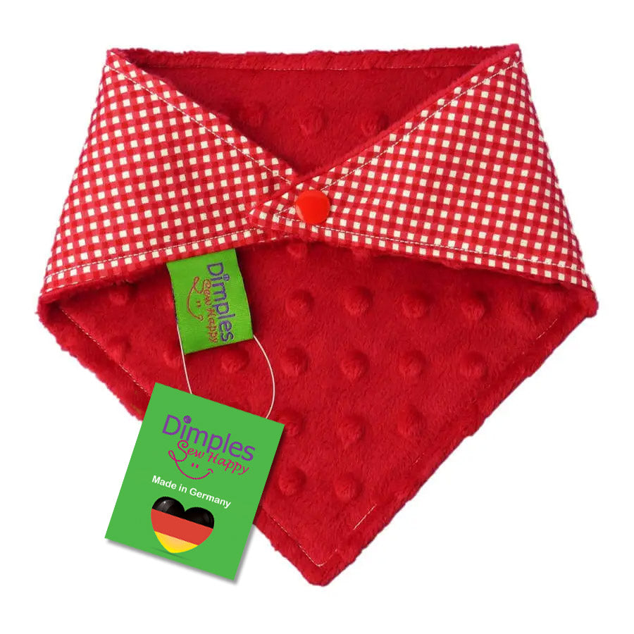 Red and White Checkered Dog Scarf - Plaid Reversible Bandana