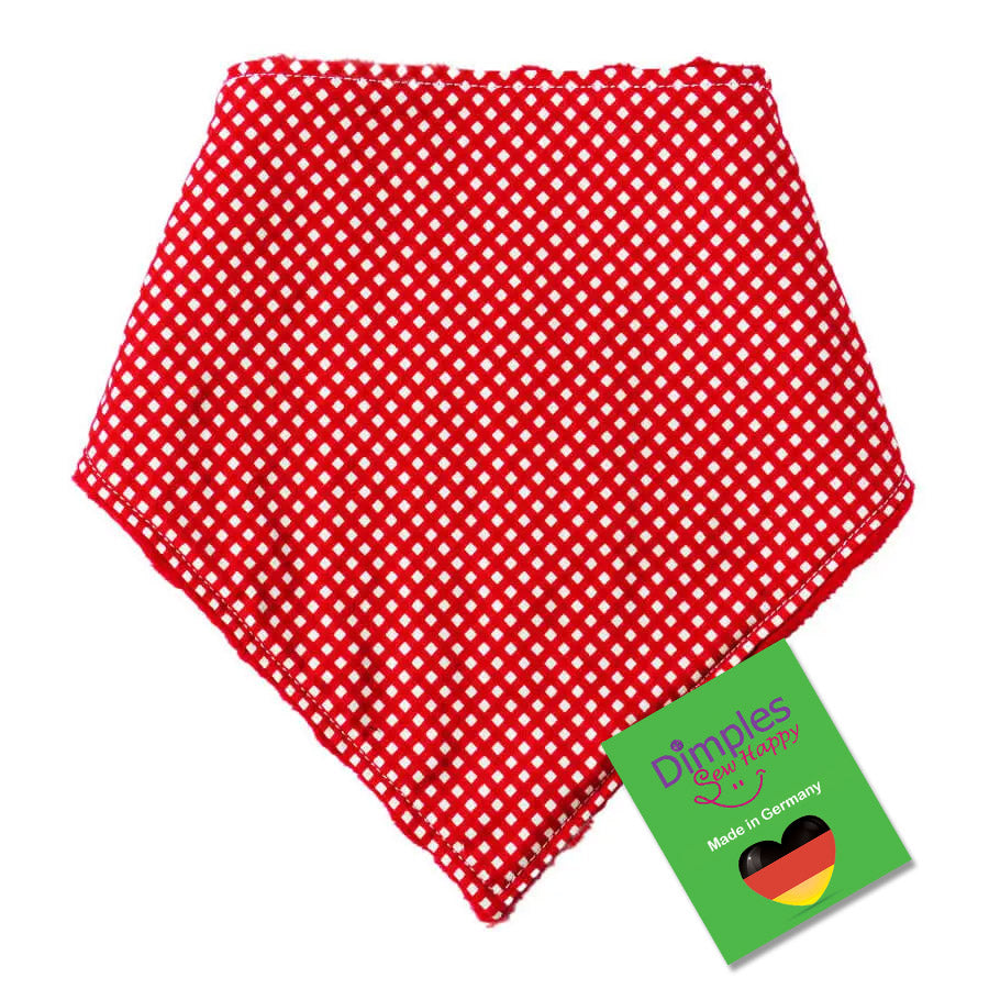 Red and White Checkered Dog Scarf - Plaid Reversible Bandana