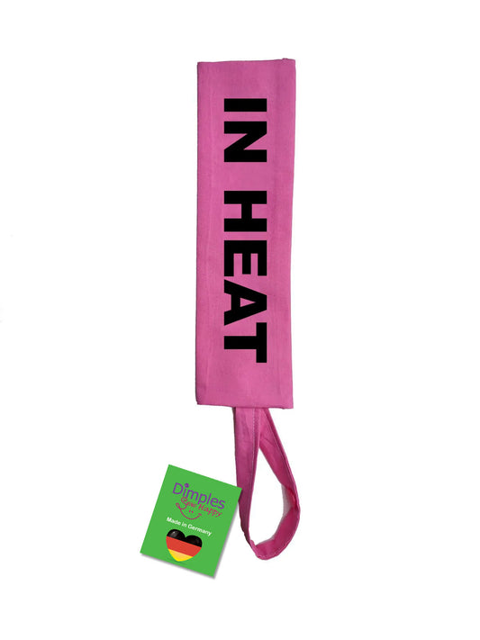 In Heat - printed cover for dog leash in pink for female dog's menstruation