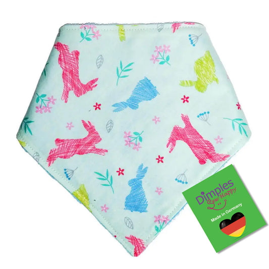 Colorful Easter Bunnies on Turquoise Dog Bandana