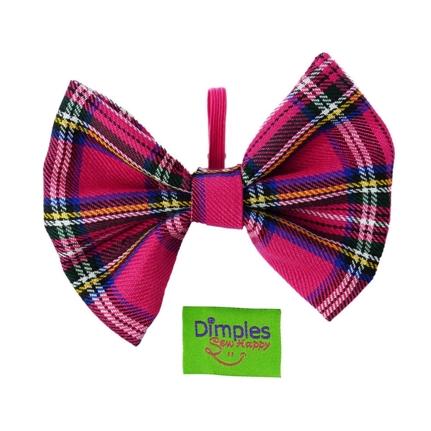 Dimples Hundefliege Schottenkaro pink lila