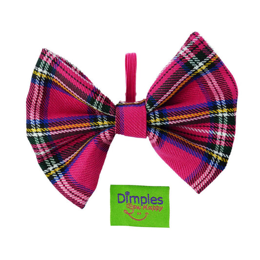 Dimple's Dog Bow Tie Tartan Pink Purple