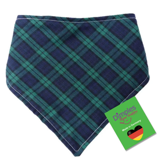 Tartan Blue Green Dog Bandana - Plaid Bandana