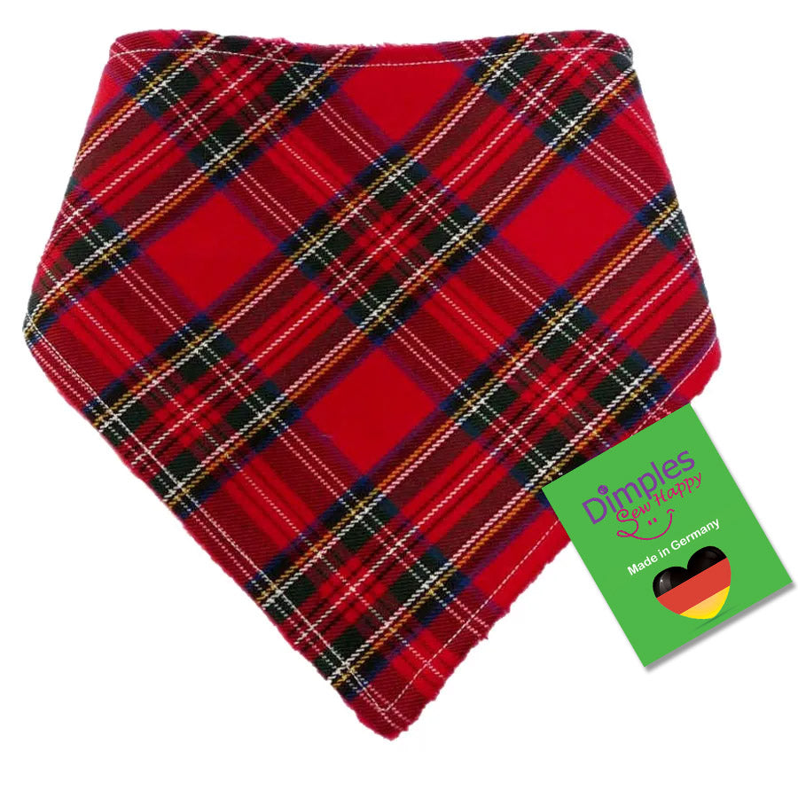 Red Tartan Plaid Dog Bandana - Dog Scarf
