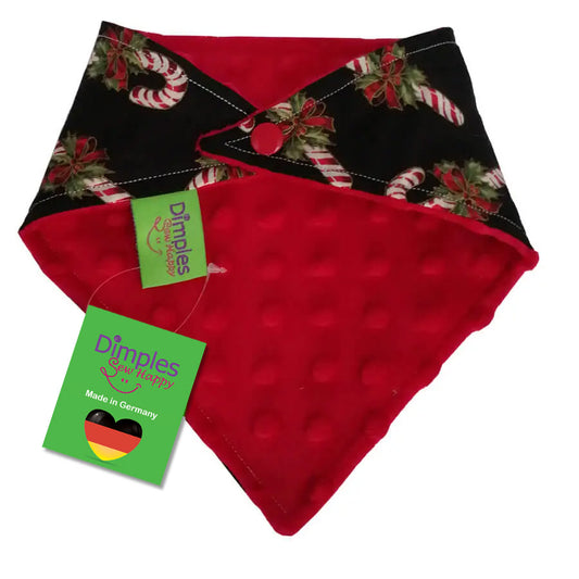 Candy canes Christmas dog bandana red black