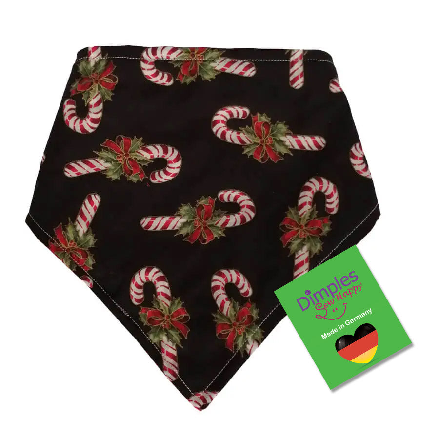 Candy canes Christmas dog bandana red black