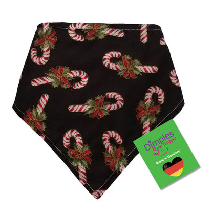 Candy canes Christmas dog bandana red black
