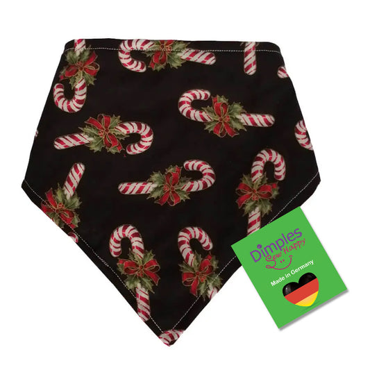 Candy canes Christmas dog bandana red black