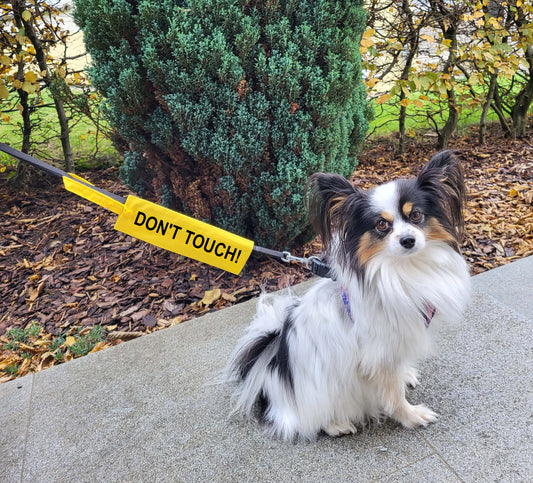 Linen cover for dog leash - Warning sign, Warning Anxious Dog, Assistance Dog, School Dog