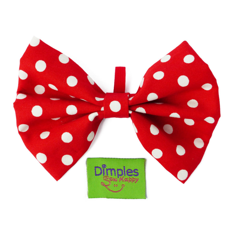 Red Polka Dot Dog Bow Tie Front