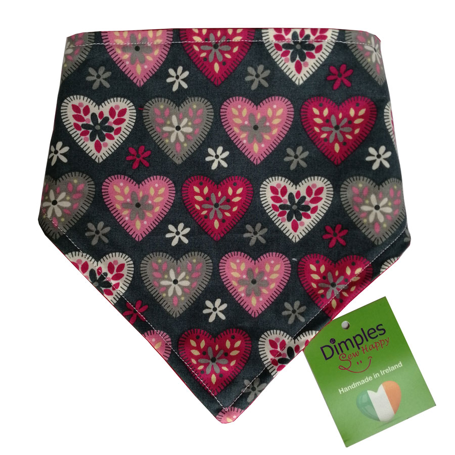 Hearts on grey valentine's dog bandana